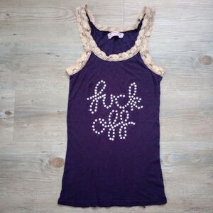 Y2K Michael Stars F*ck Off Lace Goth Camisole